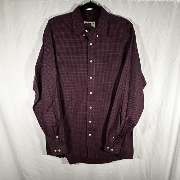 Eddie Bauer Dress Shirt Men's 16 36 37 Tall Red Plaid Long Sleeve Button - Picture 1 of 8
